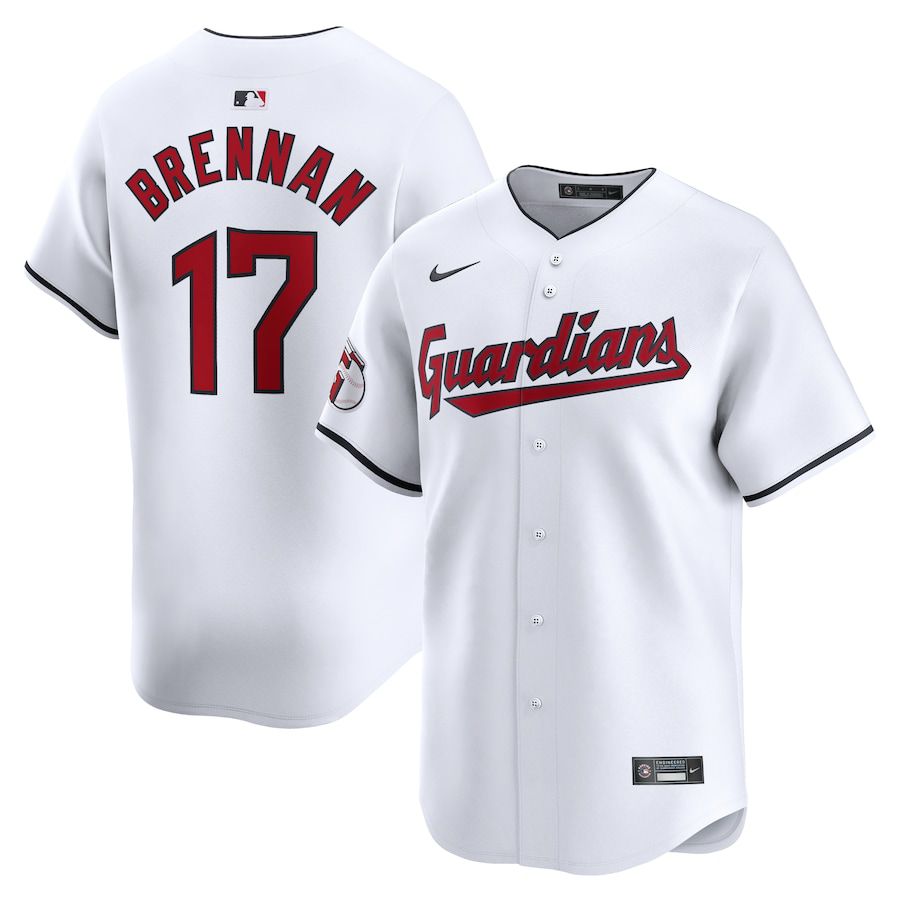 Men Cleveland Guardians #17 Will Brennan Nike White Home Limited Player MLB Jersey->->